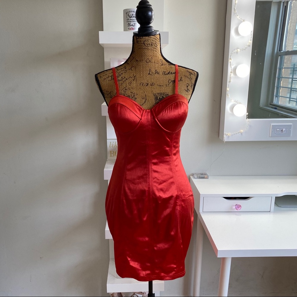 💖Forever 21 Red Satin Mini Dress Size Large NWT